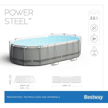 Bestway ovalni bazen sa čeličnom konstrukcijom Power Steel Frame 424x250x100cm-3